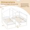 Double Twin Size Wooden Bed Frames with Built-in Table for Kids-White